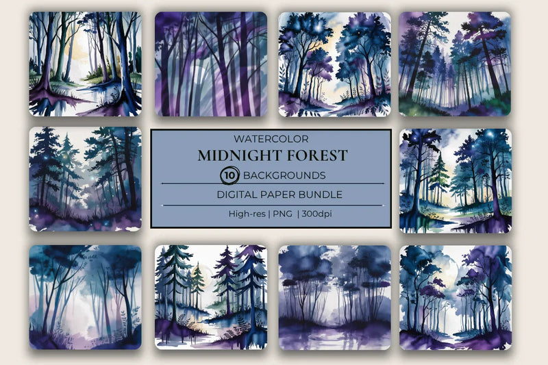 Midnight Forest Background Papers - CraftNest - Digital Crafting and Art