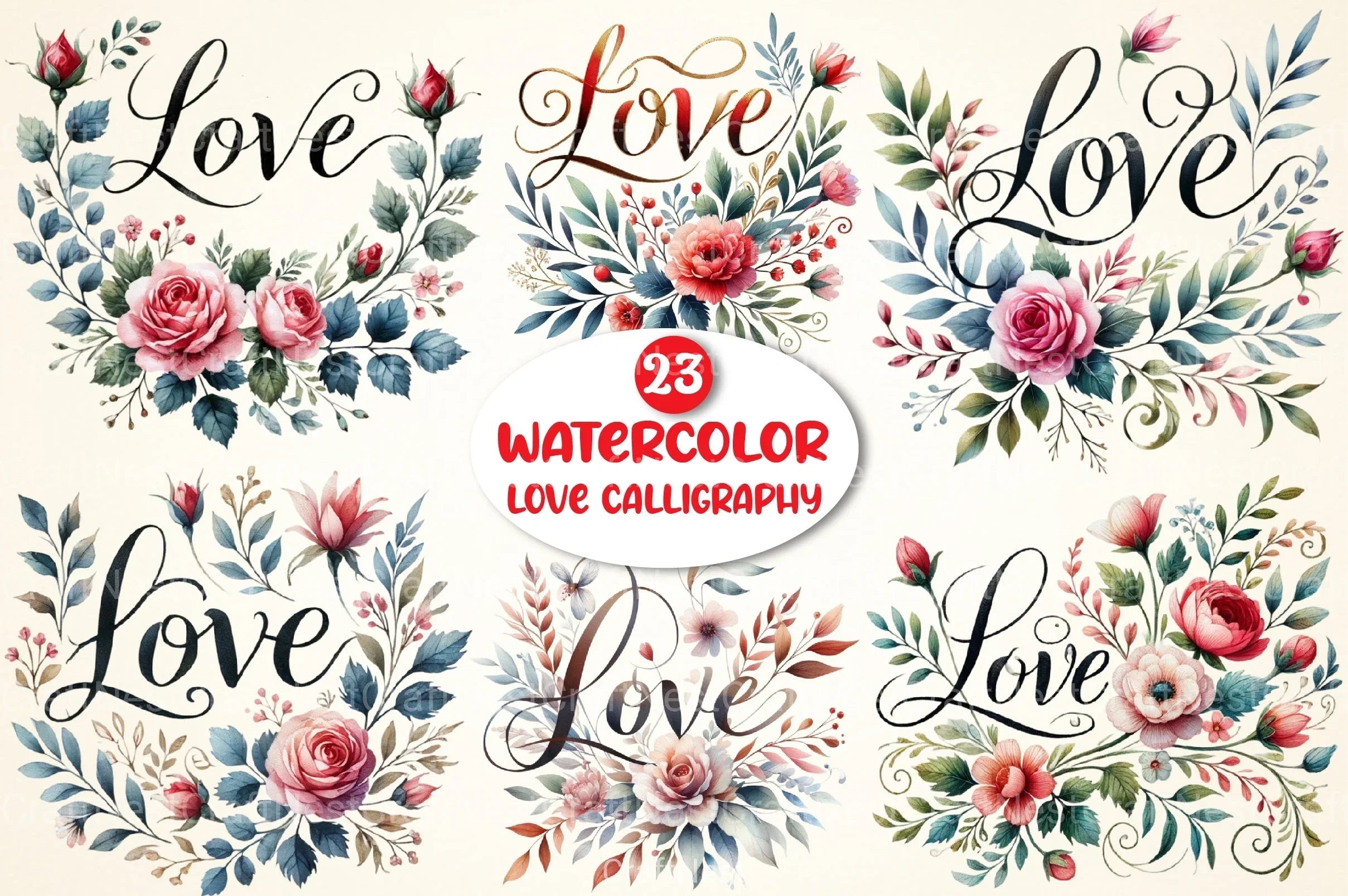 Love Calligraphy Clipart Bundle - CraftNest - Digital Crafting and Art