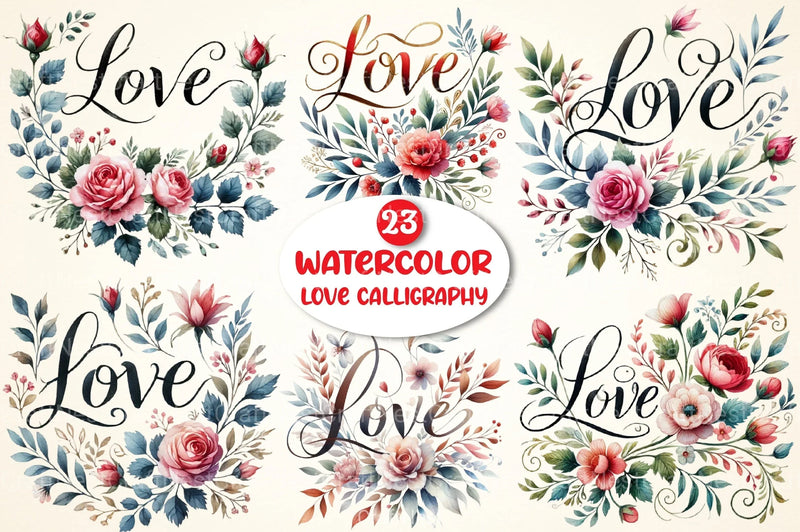 Love Calligraphy Clipart Bundle - CraftNest - Digital Crafting and Art