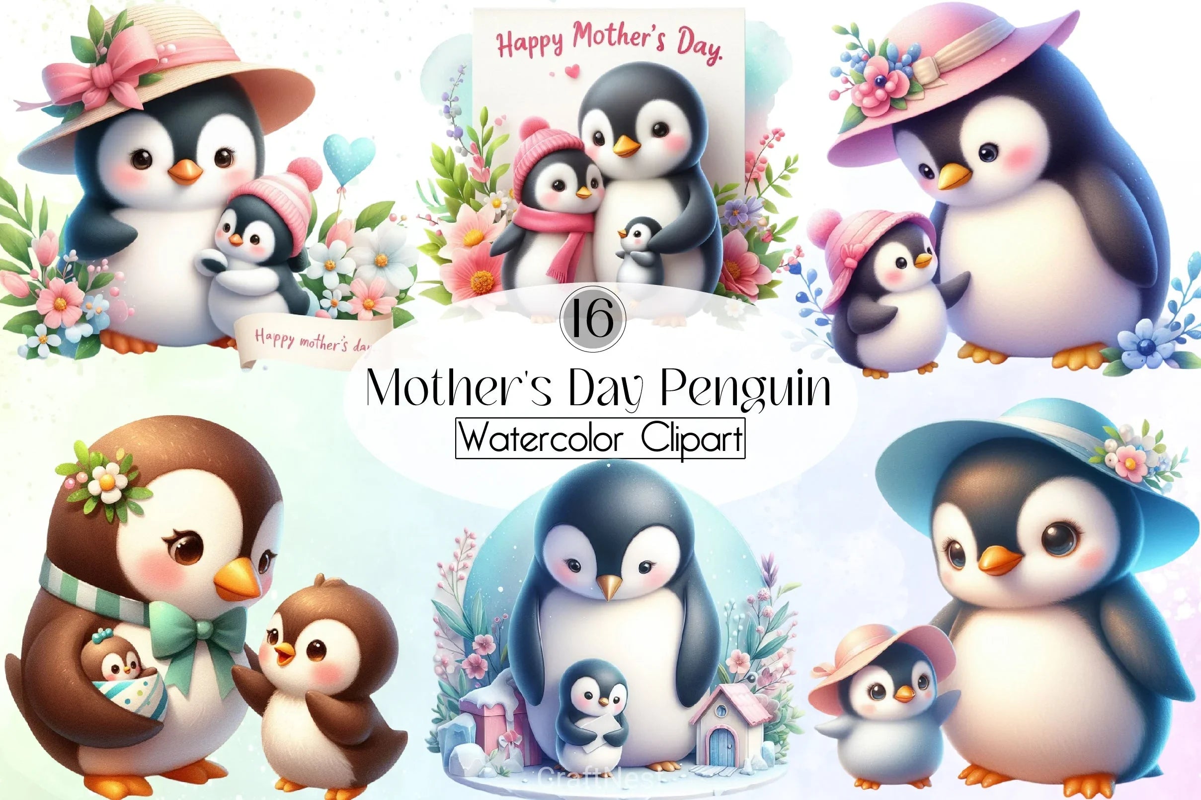 Mother's Day Penguin Clipart Bundle - CraftNest - Digital Crafting and Art