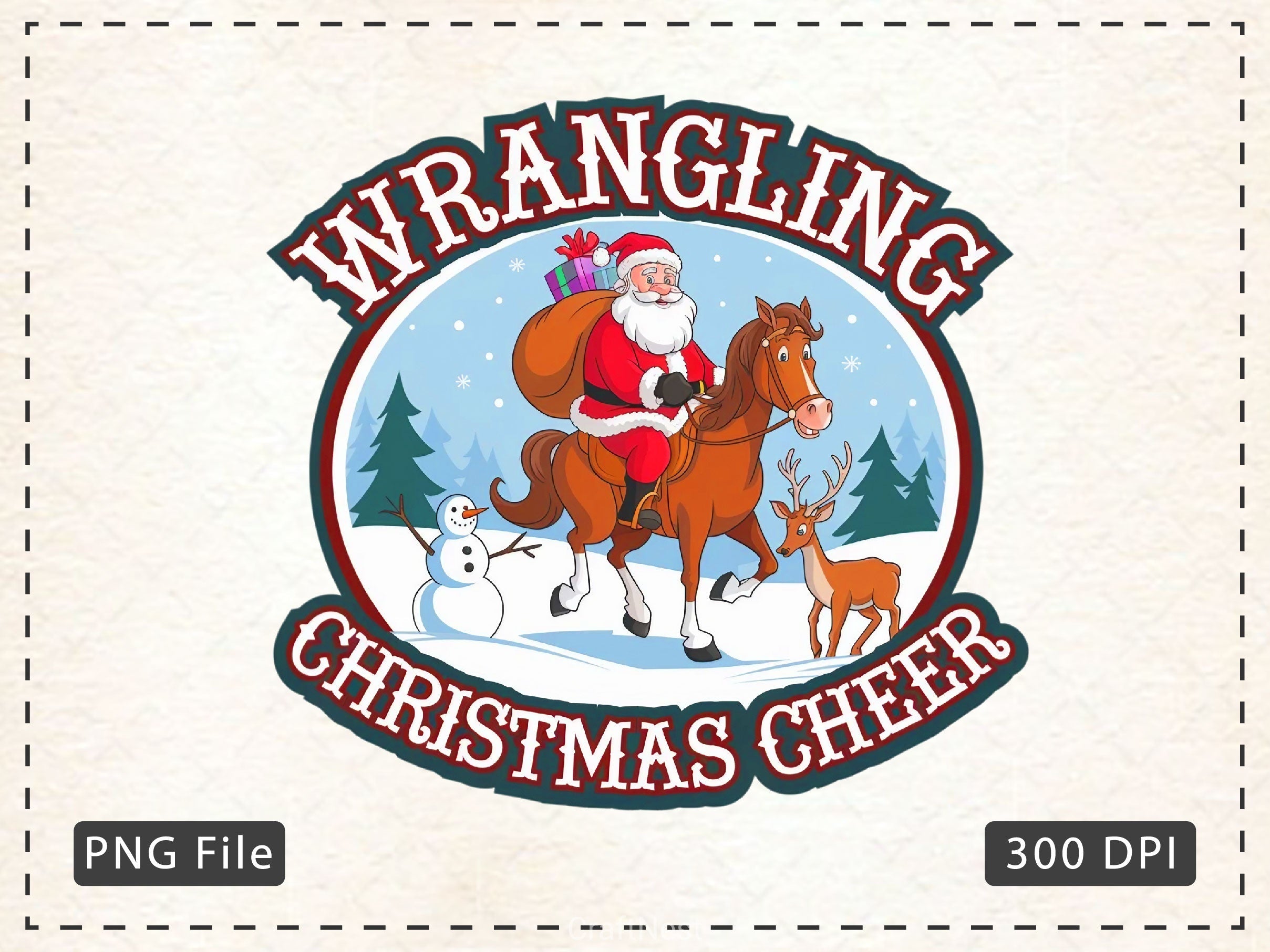 Vintage Santa Western Christmas Clipart Bundle 1