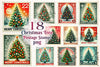 Christmas Tree Postage Stamps Clipart Bundle