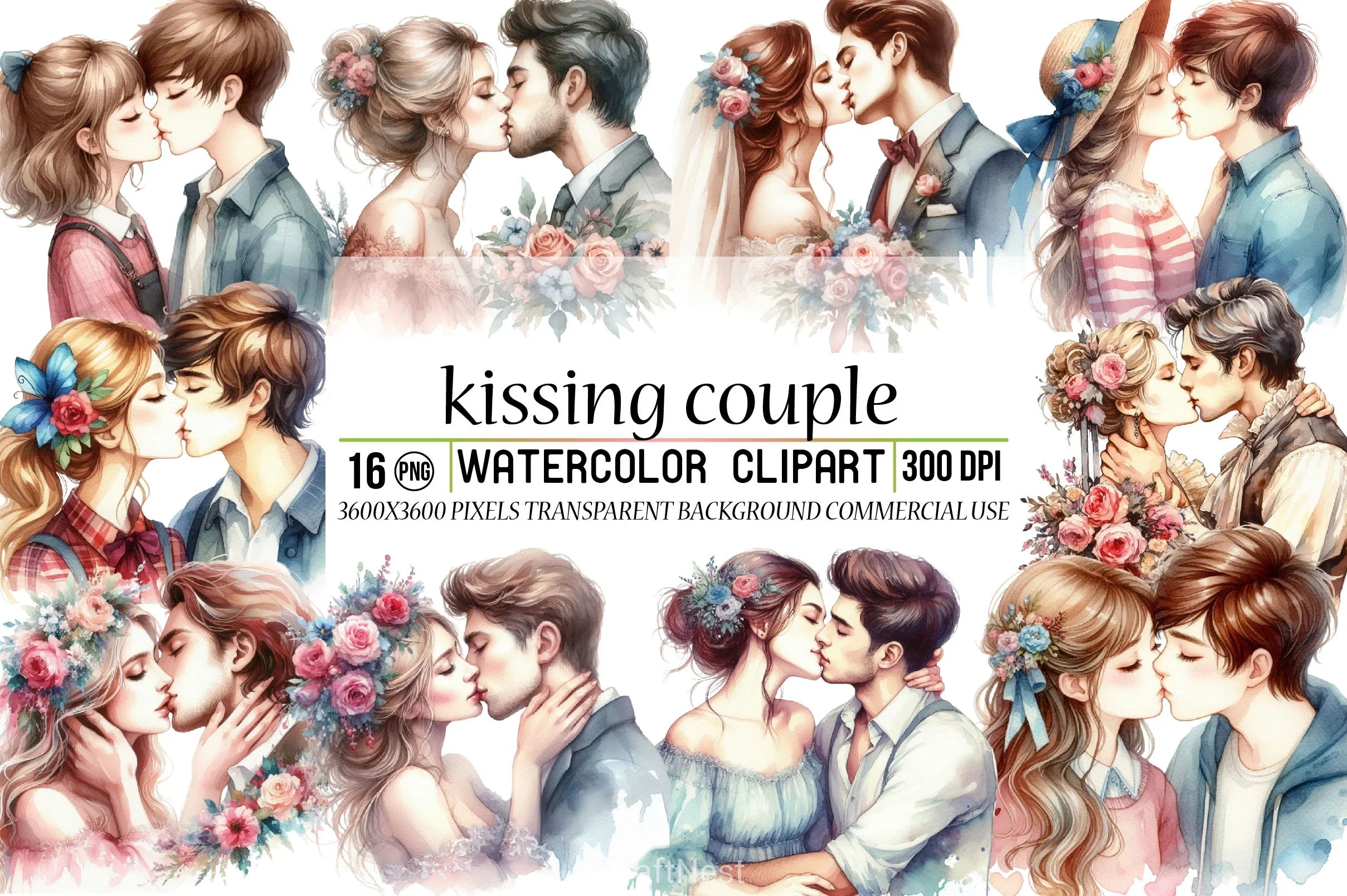 Kissing Couple Clipart Bundle - CraftNest - Digital Crafting and Art