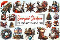 Steampunk Christmas Clipart Bundle - CraftNest - Digital Crafting and Art