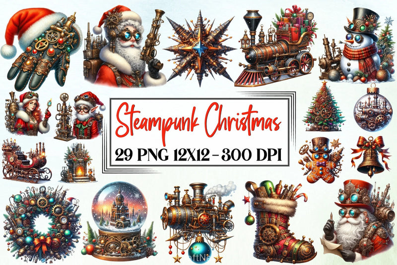 Steampunk Christmas Clipart Bundle - CraftNest - Digital Crafting and Art