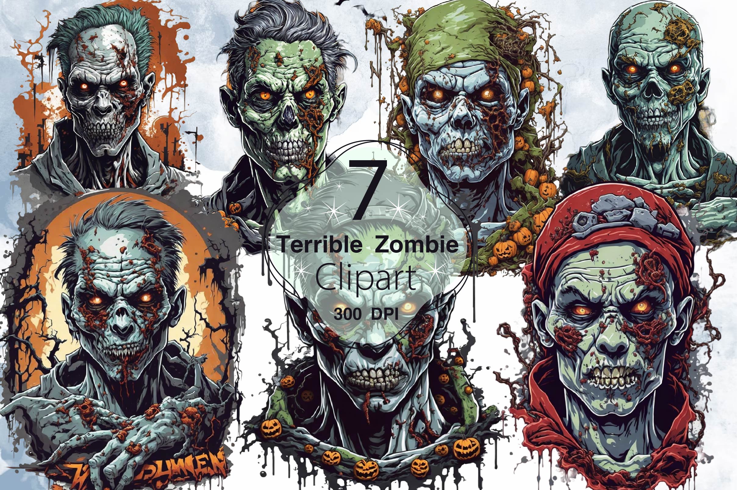Terrible Zombie Clipart Bundle