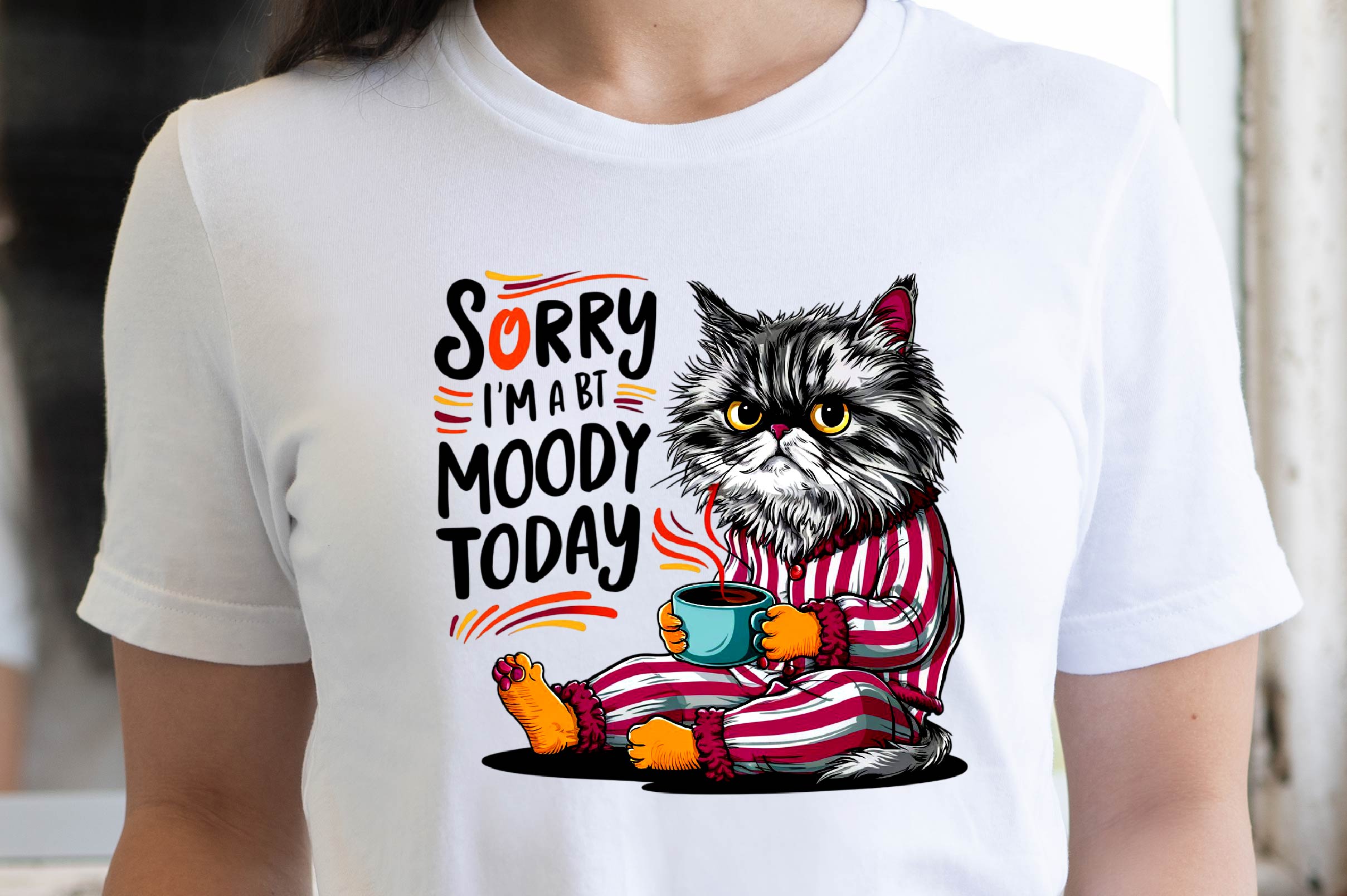 Cat Drinking Coffee Clipart Bundle