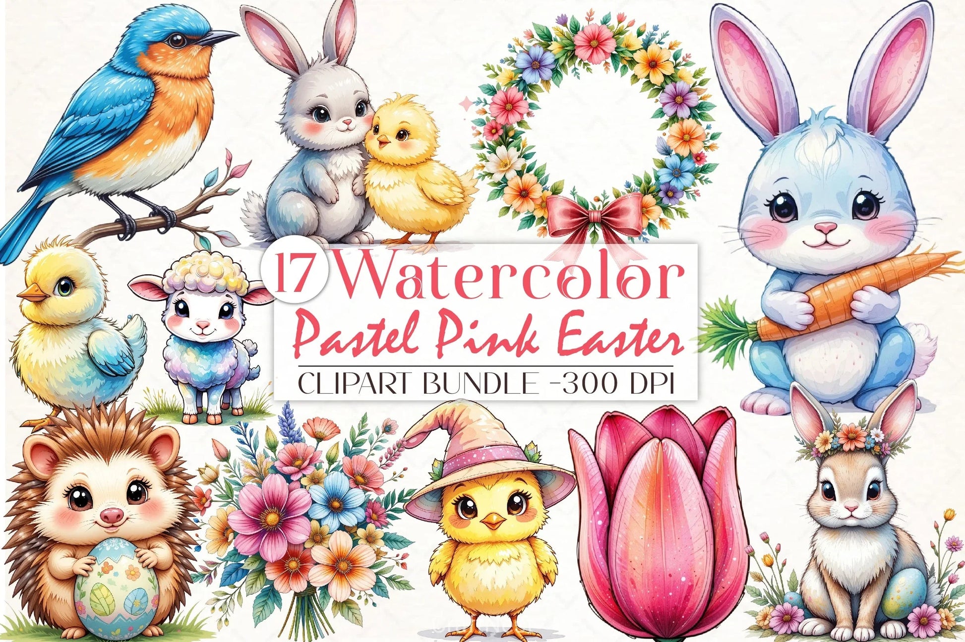 Pastel Pink Easter Clipart Bundle - CraftNest - Digital Crafting and Art