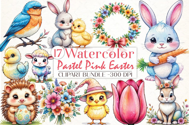 Pastel Pink Easter Clipart Bundle - CraftNest - Digital Crafting and Art