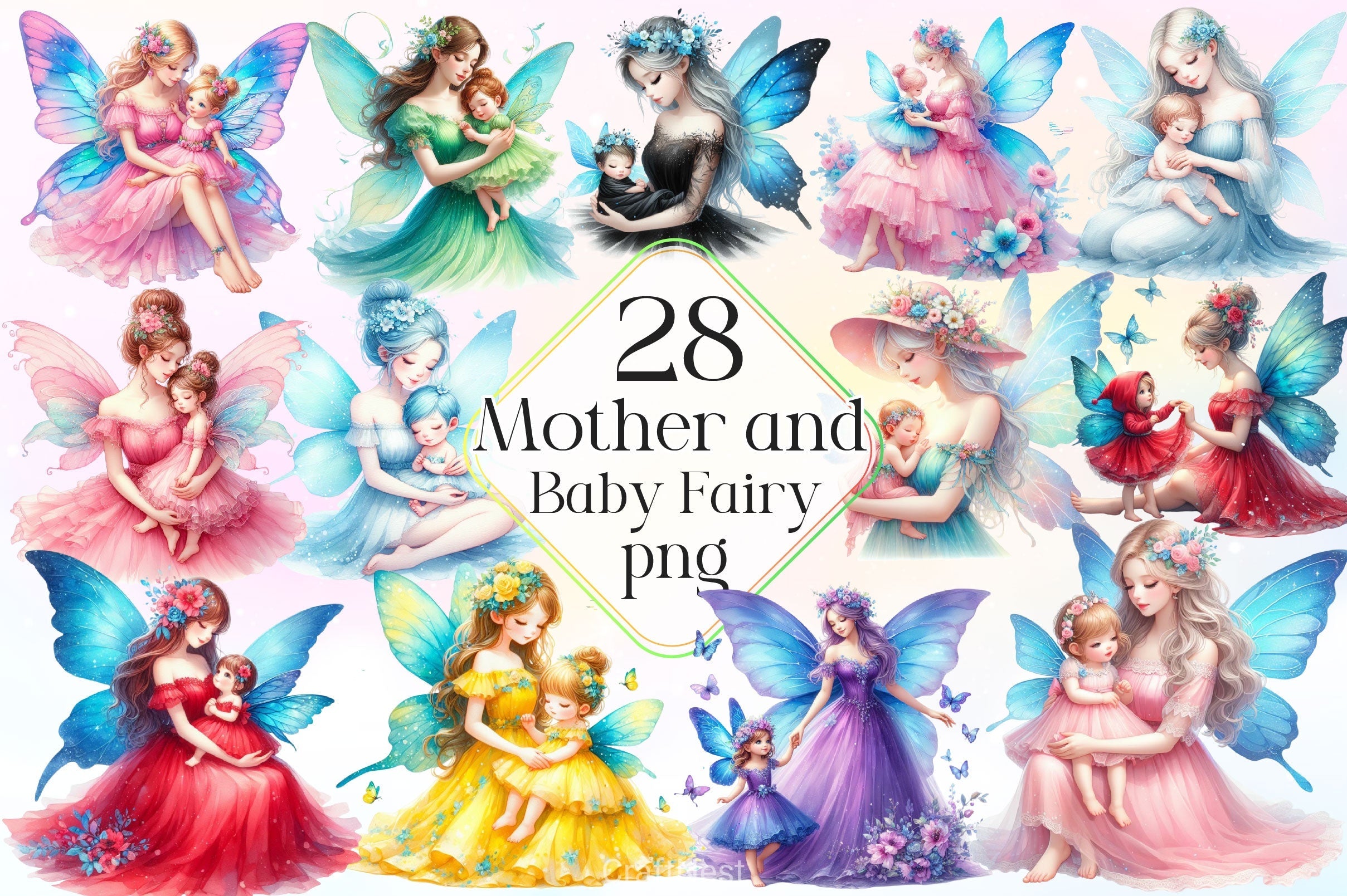 Mother And Baby Fairy Clipart Bundle 2