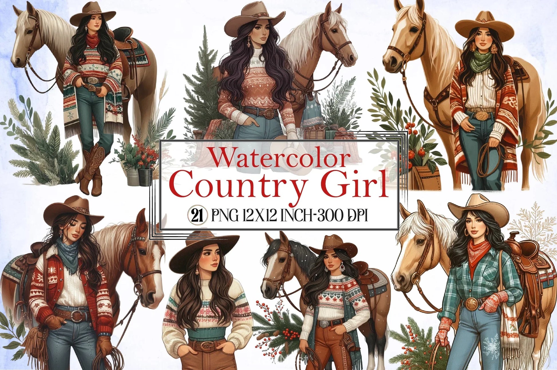 Country Girl Clipart Bundle - CraftNest - Digital Crafting and Art