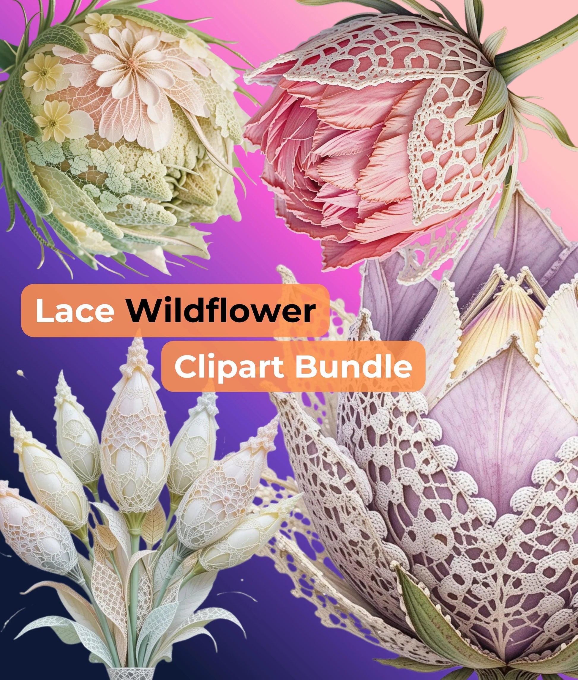 Lace Wildflower Clipart Bundle - CraftNest - Digital Crafting and Art