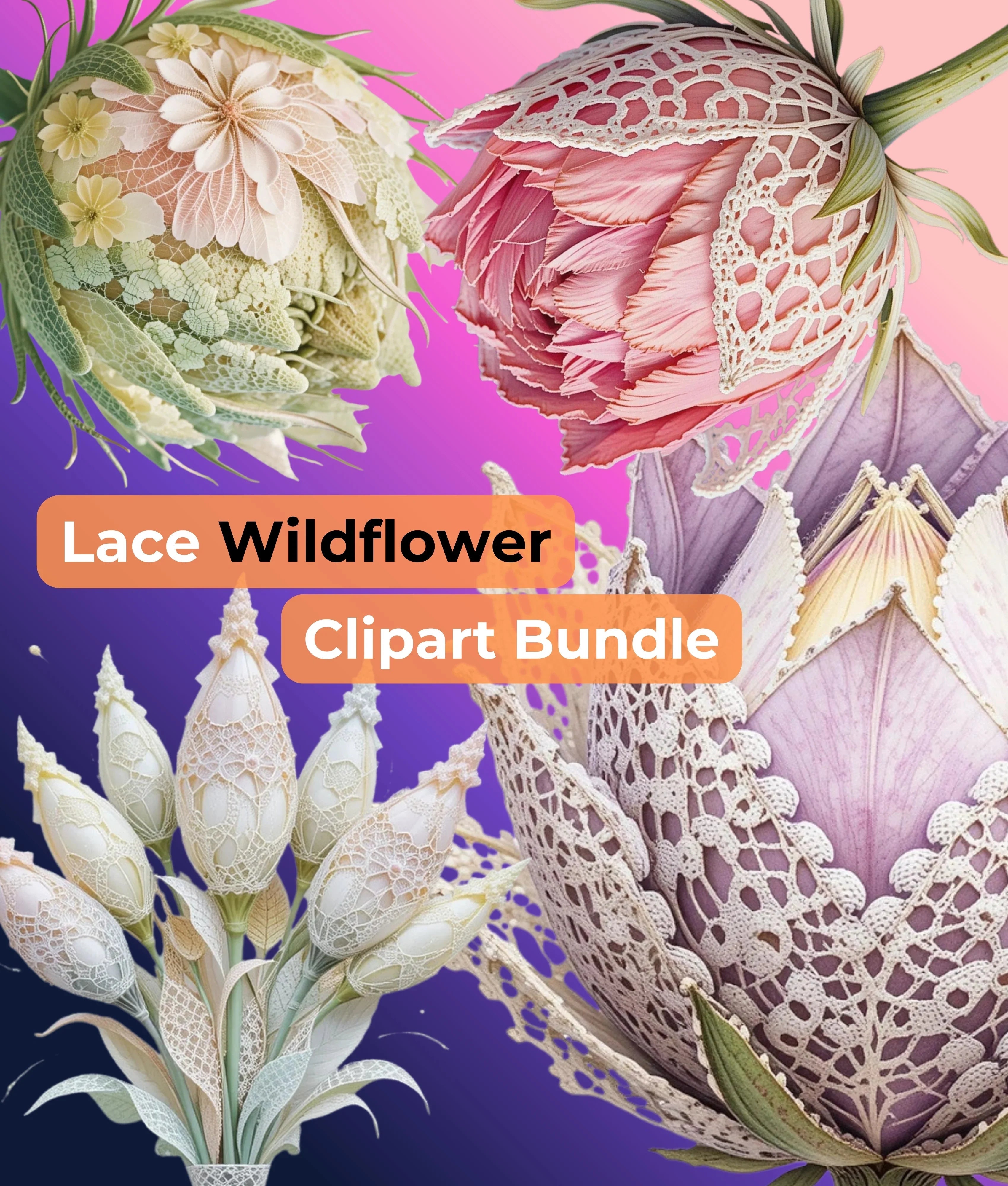 Lace Wildflower Clipart Bundle - CraftNest - Digital Crafting and Art
