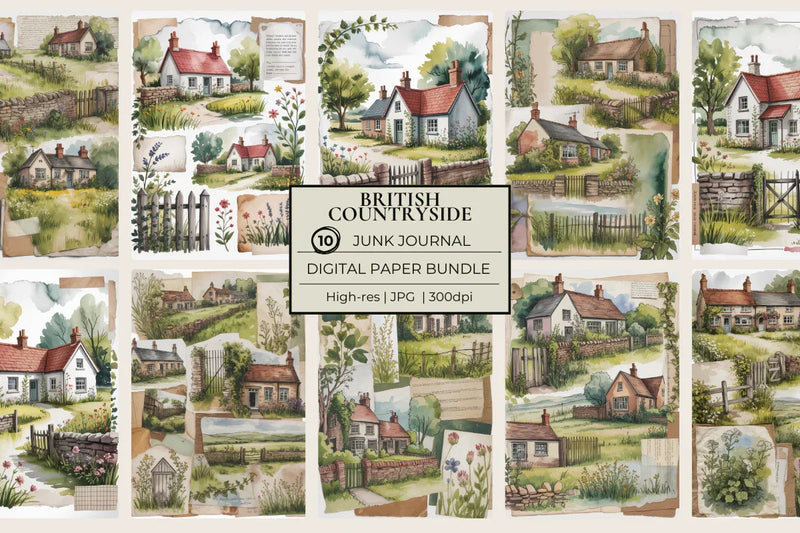 British Countryside Junk Journal Papers - CraftNest - Digital Crafting and Art
