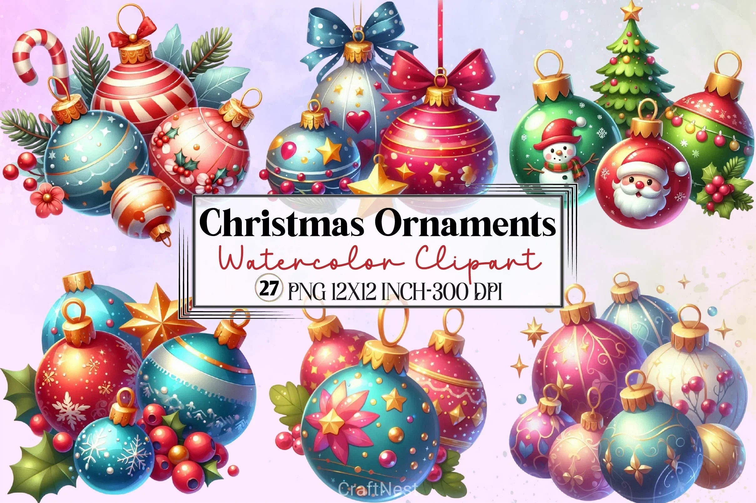 Christmas Ornaments Clipart Bundle - CraftNest - Digital Crafting and Art