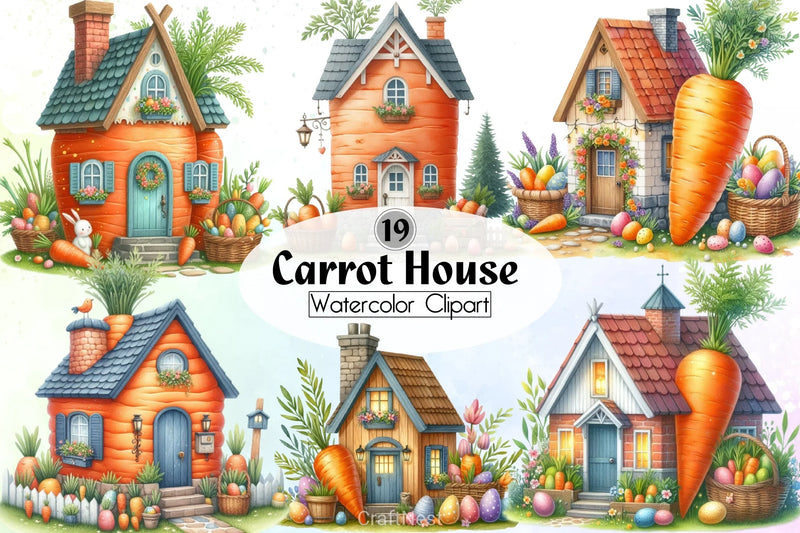 Carrot House Clipart Bundle 1 - CraftNest - Digital Crafting and Art
