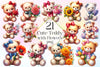 Teddy Bear Holding Flowers Clipart Bundle
