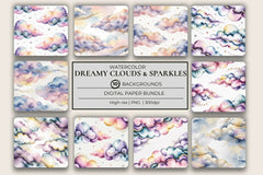 Dreamy Clouds & Sparkles Background Papers - CraftNest - Digital Crafting and Art