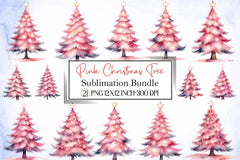 Pink Christmas Tree Clipart Bundle - CraftNest - Digital Crafting and Art