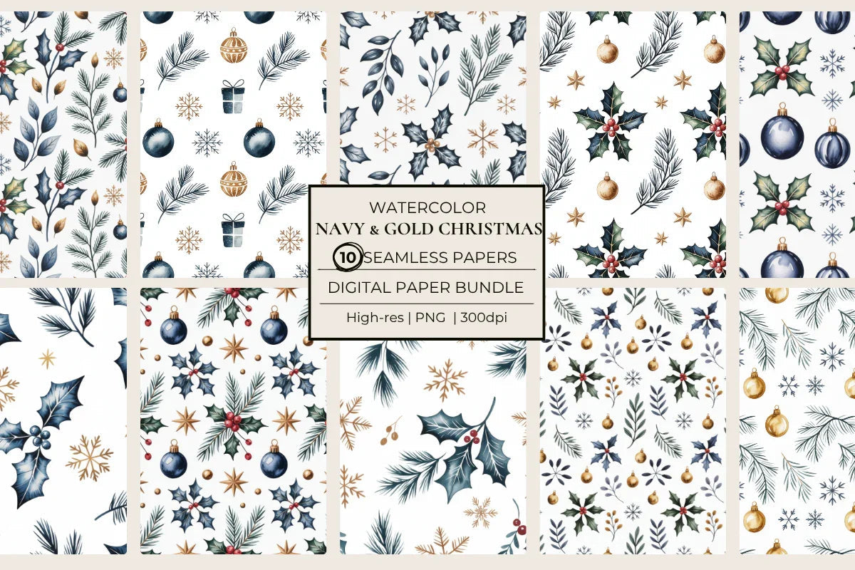 Navy & Gold Seamless Papers - CraftNest - Digital Crafting and Art