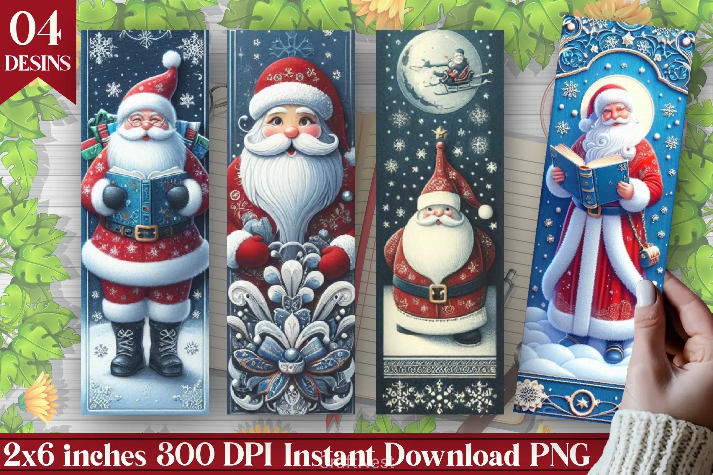 Vintage Santa Bookmarks Bundle - CraftNest - Digital Crafting and Art