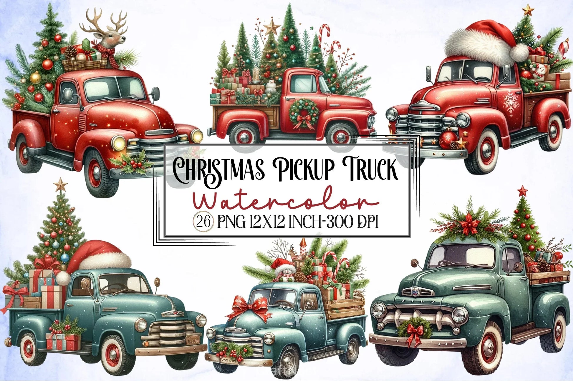 Christmas Truck Clipart Bundle 11 - CraftNest - Digital Crafting and Art