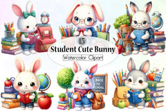 Student Bunny Clipart Bundle - CraftNest - Digital Crafting and Art