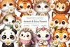 Cute Animals & Daisy Flowers Clipart Bundle 4