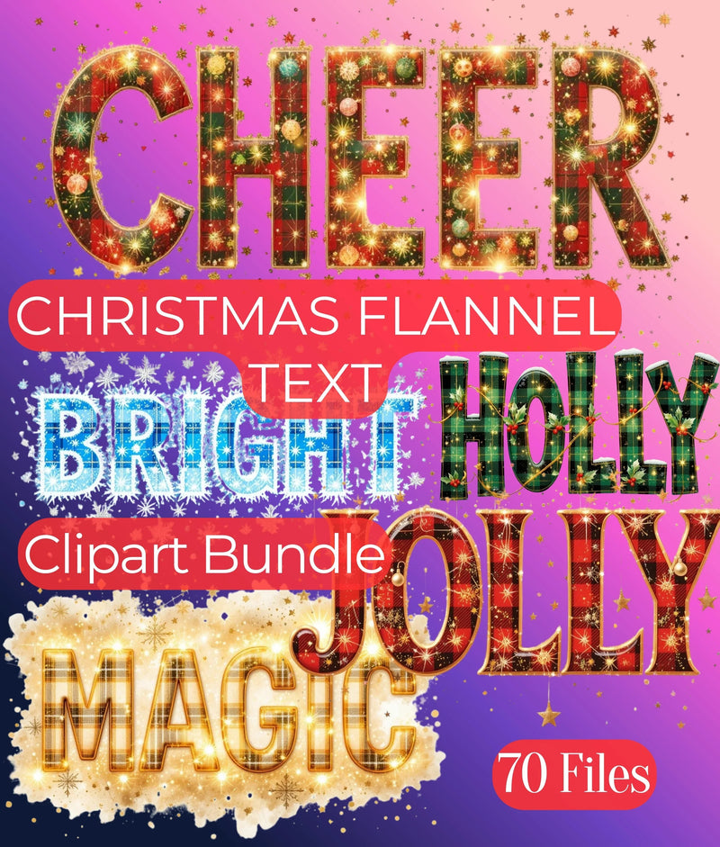 Christmas Flannel Text Clipart Bundle - CraftNest - Digital Crafting and Art