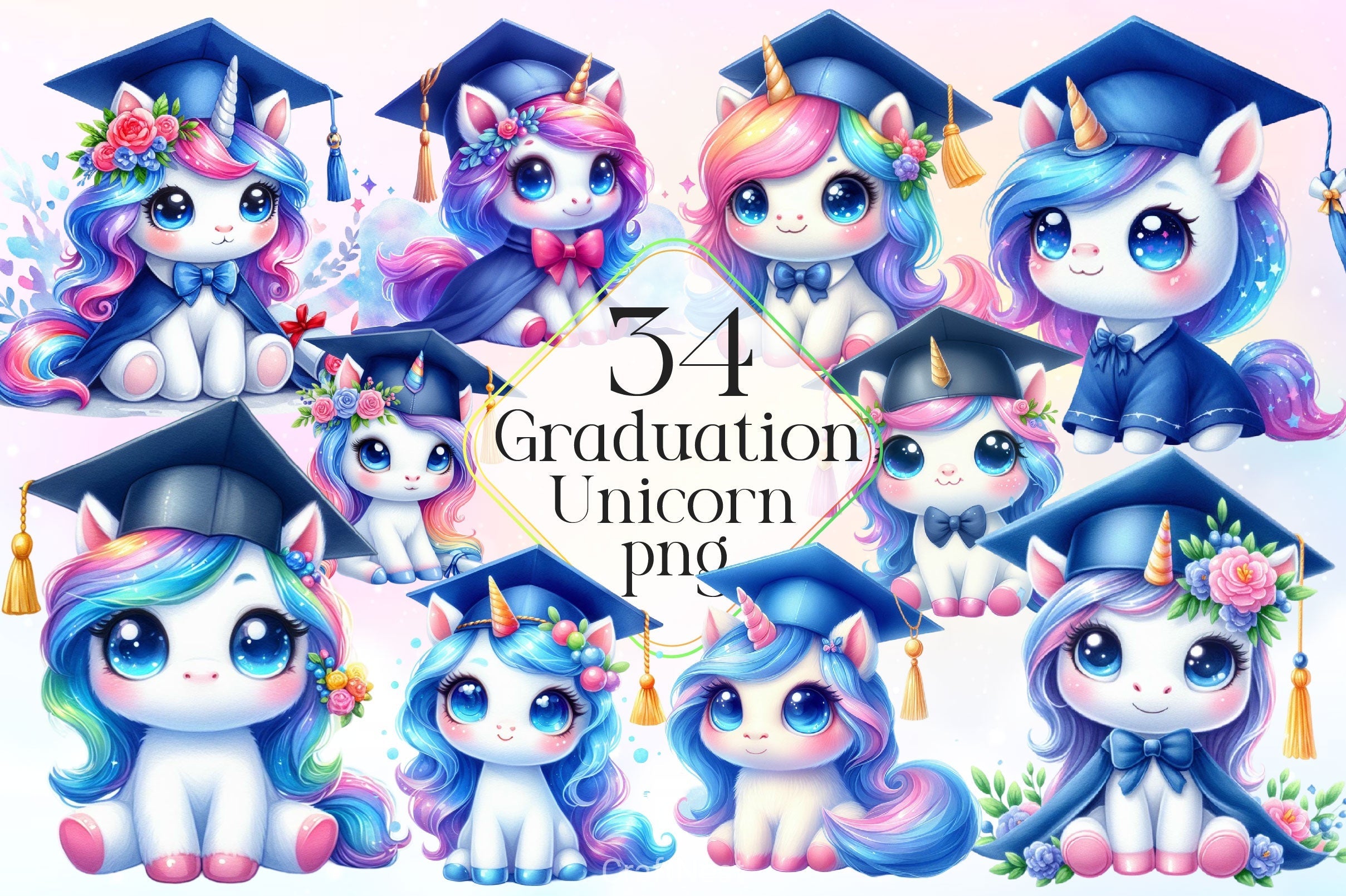 Graduation Unicorn Clipart Bundle 2