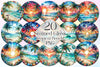 Stained Glass Tropical Beach Clipart Bundle