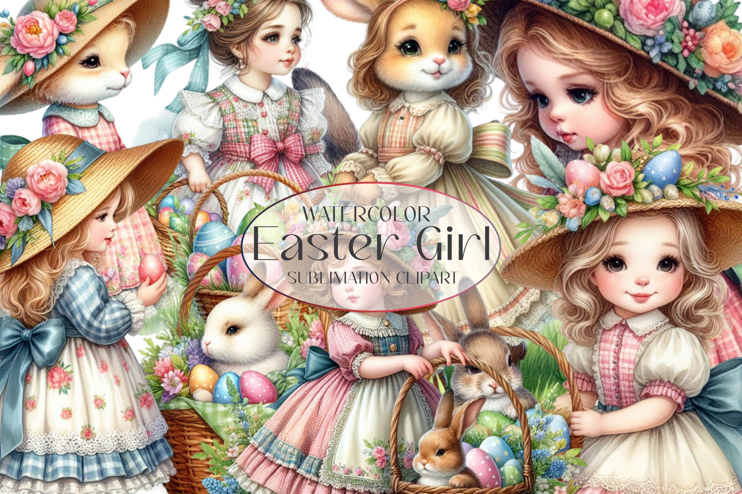 Easter Girl Clipart Bundle 2
