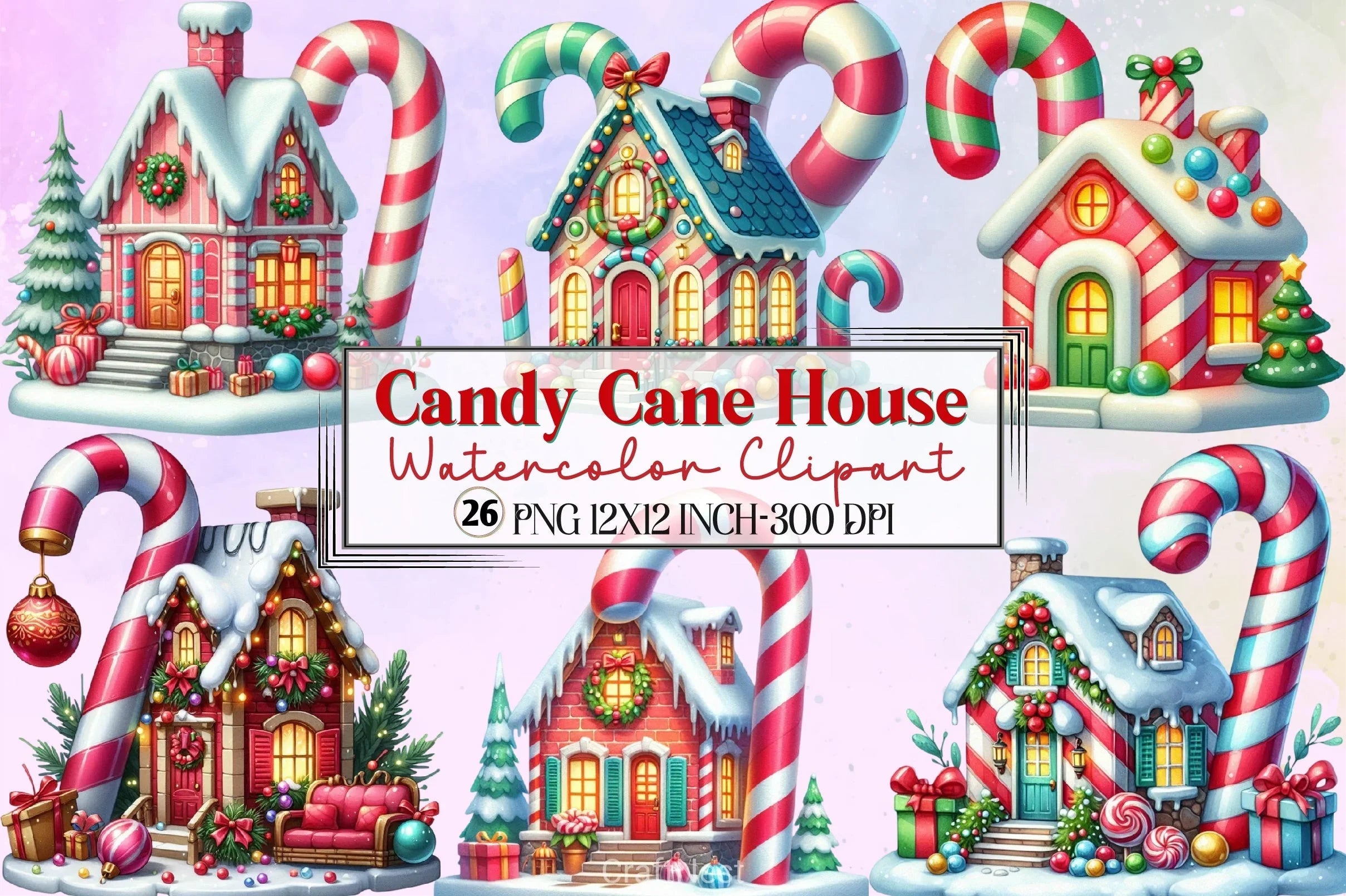 Candy Cane House Clipart Bundle - CraftNest - Digital Crafting and Art