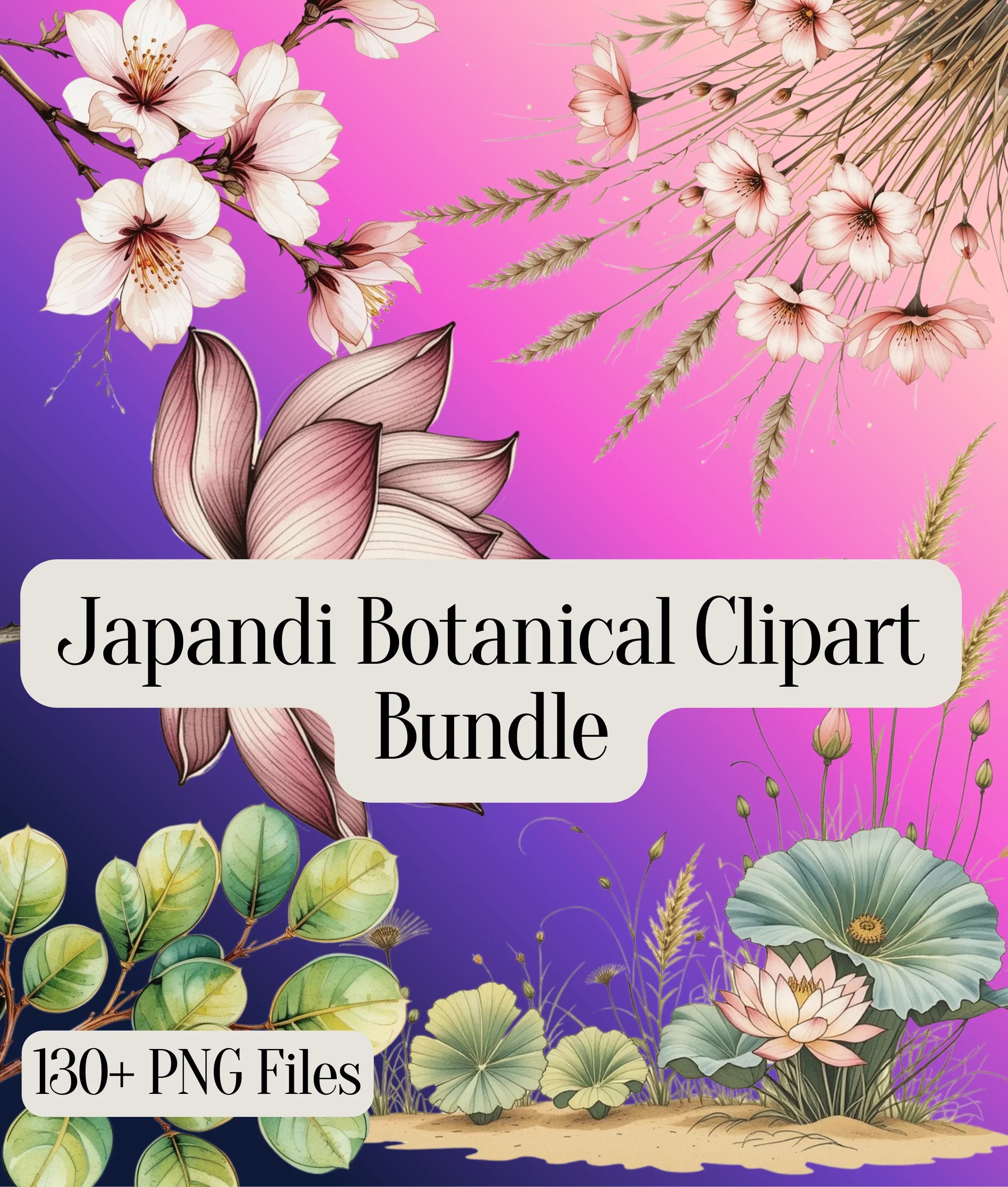Japandi Botanical Clipart Bundle - CraftNest - Digital Crafting and Art