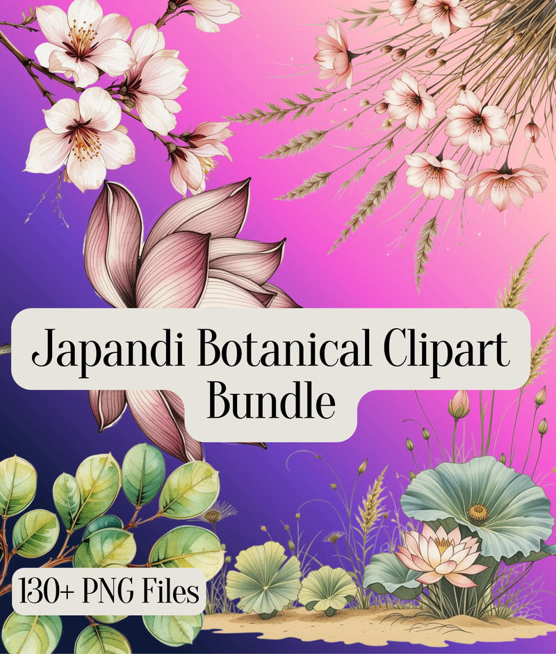 Japandi Botanical Clipart Bundle - CraftNest - Digital Crafting and Art
