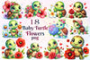 Baby Turtle Flowers Clipart Bundle