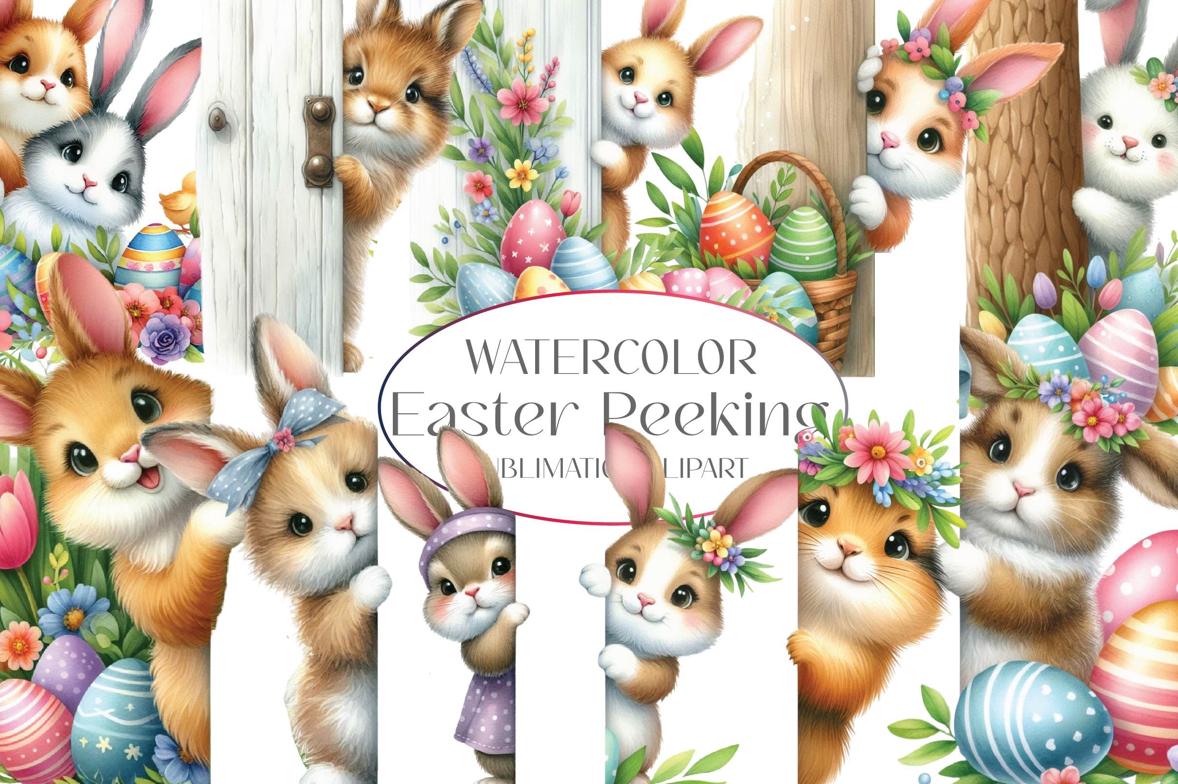 Easter Peeking Out Clipart Bundle