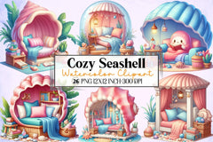 Cozy Seashell Clipart Bundle - CraftNest - Digital Crafting and Art