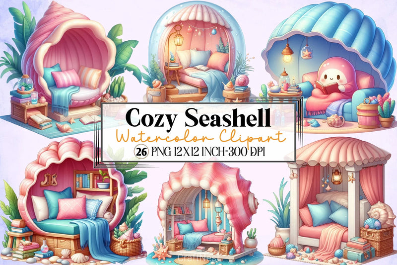Cozy Seashell Clipart Bundle - CraftNest - Digital Crafting and Art