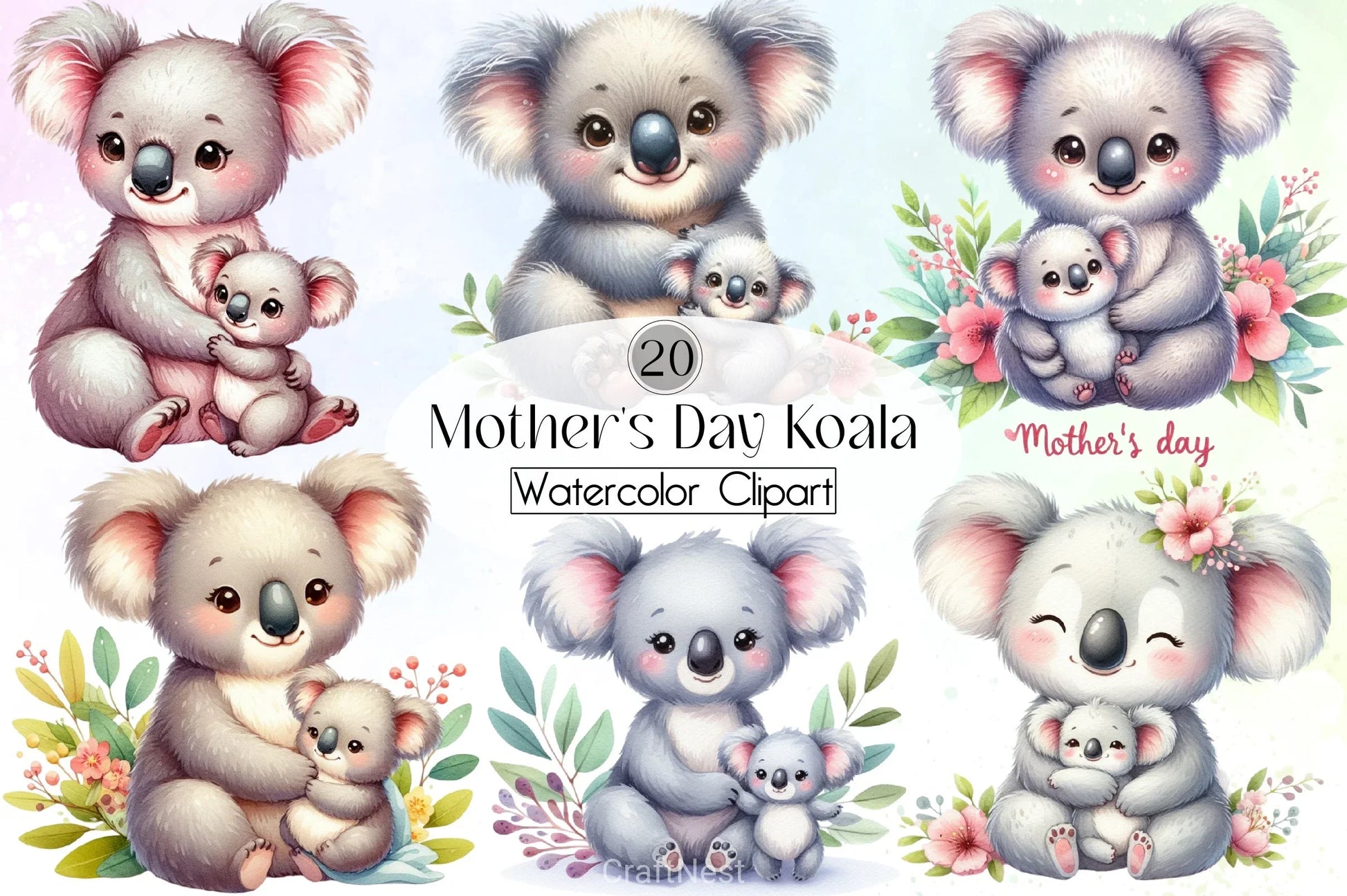Mother's Day Koala Clipart Bundle - CraftNest - Digital Crafting and Art