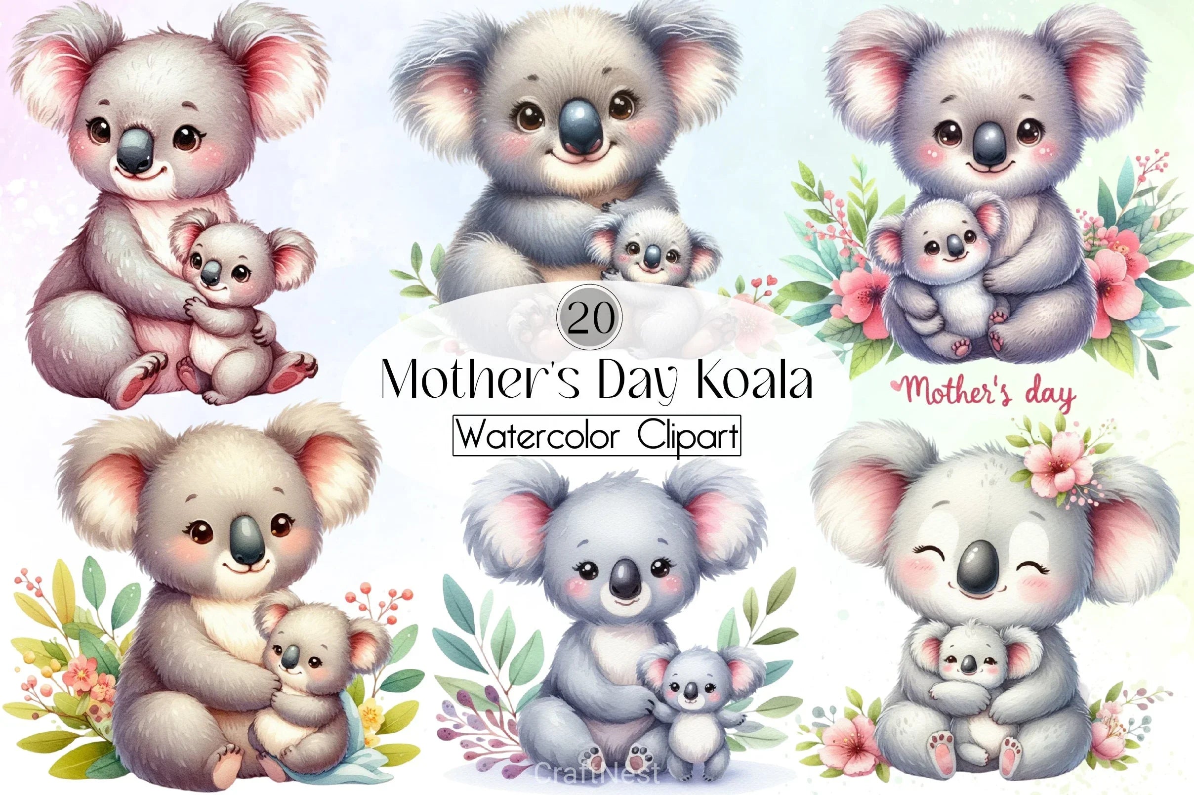 Mother's Day Koala Clipart Bundle - CraftNest - Digital Crafting and Art