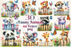 Funny Animal On Fence Clipart Bundle