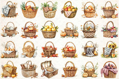 Picnic Basket Fall Clipart Bundle - CraftNest - Digital Crafting and Art