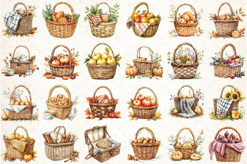 Picnic Basket Fall Clipart Bundle - CraftNest - Digital Crafting and Art