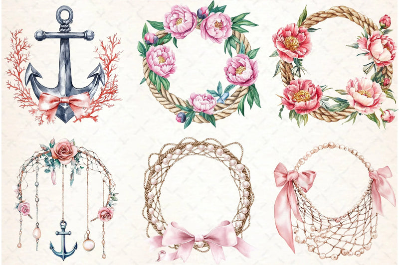 Coquette Coastal Fisherman Clipart Bundle - CraftNest - Digital Crafting and Art