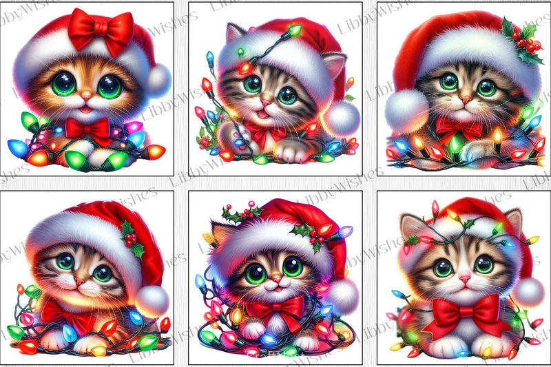 Christmas Cat Light Clipart Bundle - CraftNest - Digital Crafting and Art