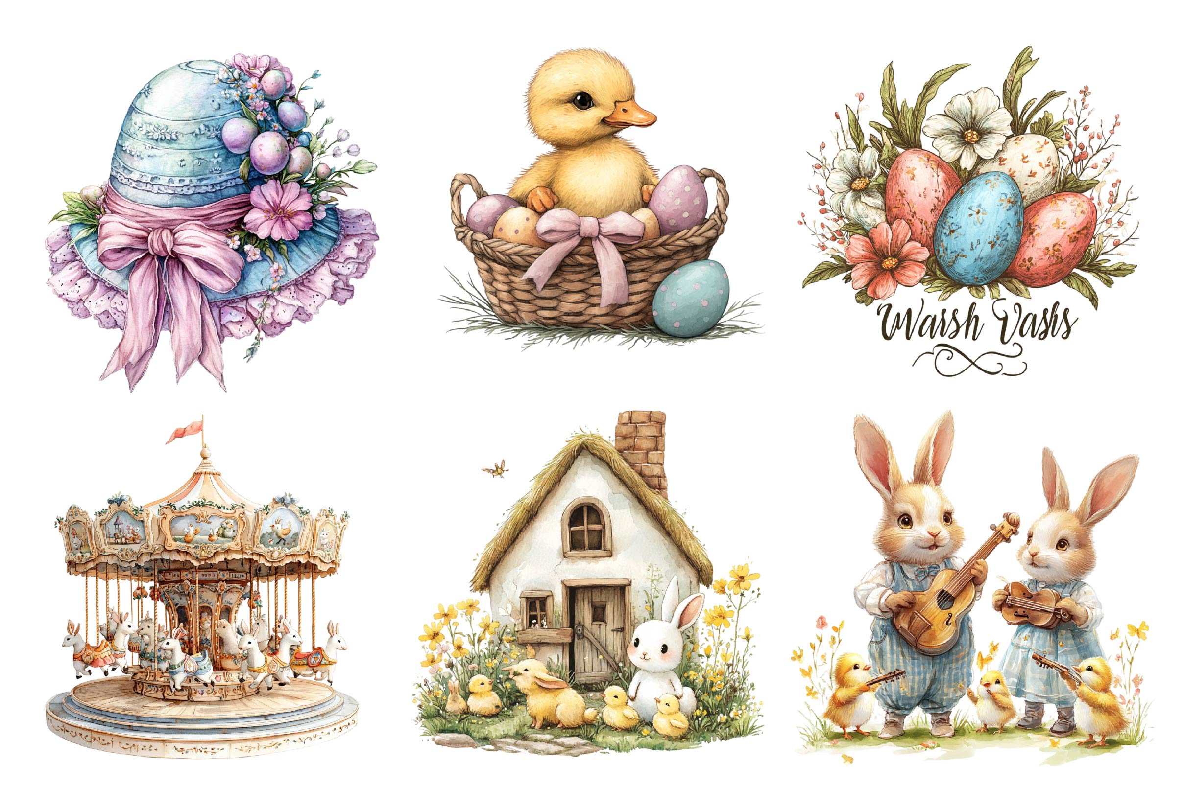 Vintage Easter Illustrations Clipart Bundle