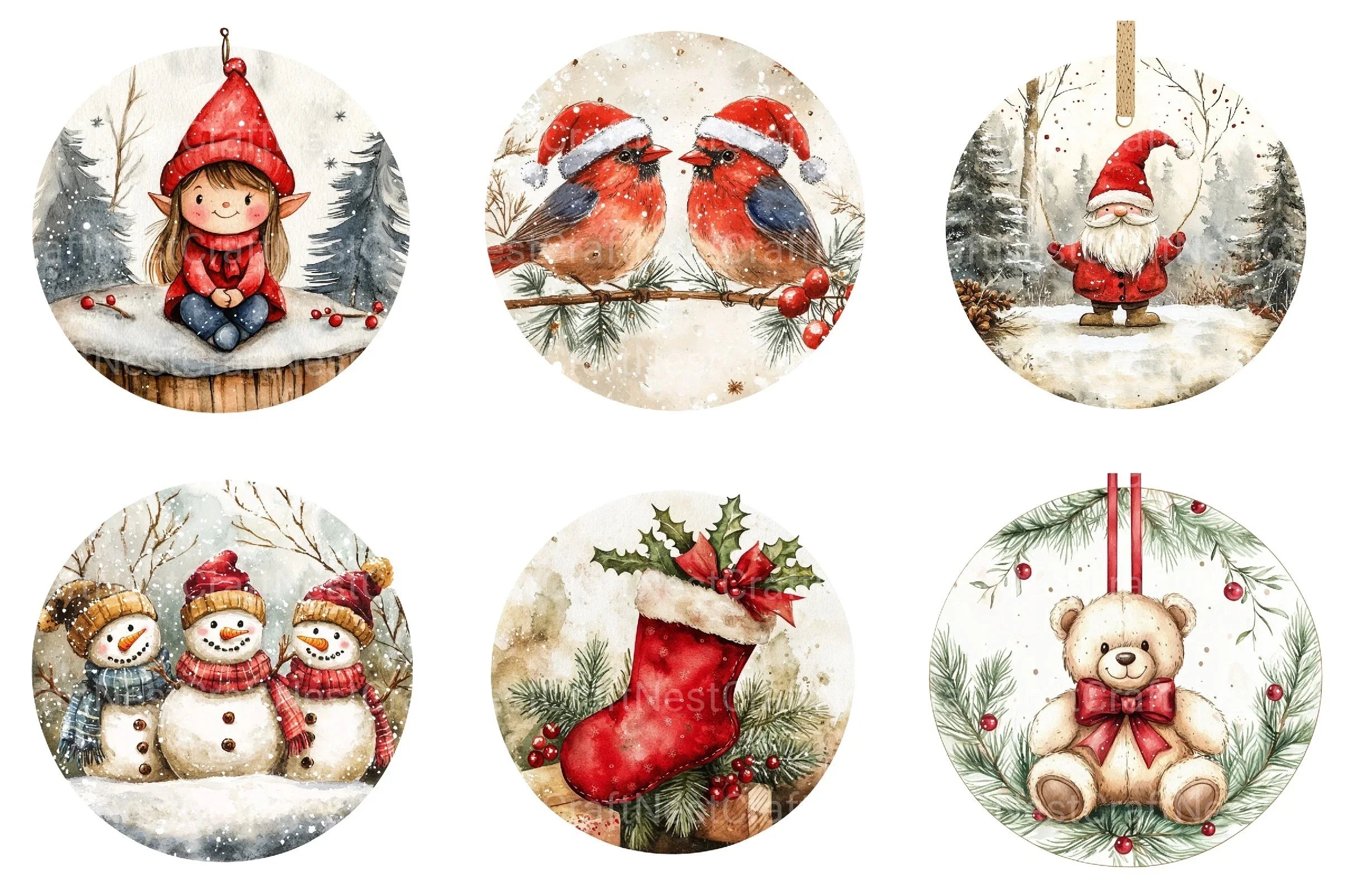 Vintage Christmas Ornaments Clipart Bundle 99 - CraftNest - Digital Crafting and Art
