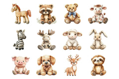 Vintage Animal Plush Toys Clipart Bundle - CraftNest - Digital Crafting and Art