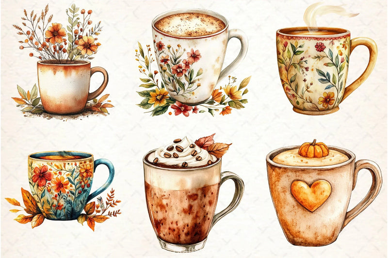 Fall Coffee Clipart Bundle 4 - CraftNest - Digital Crafting and Art